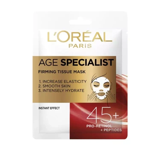 LOREAL ЭКСПЕРТ ВОЗРАСТА ТКАНЕВАЯ МАСКА ДЛЯ УПРУГОСТИ 45+