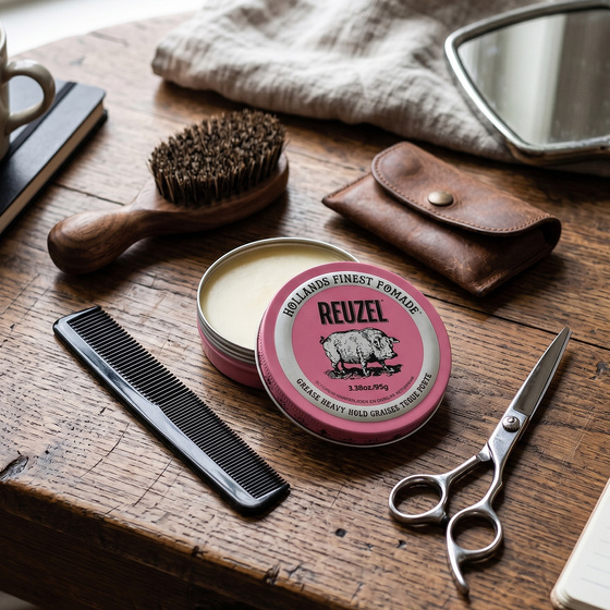 Натисніть на картинку, щоб її збільшити Reuzel Pink Grease Heavy Hold помада для укладки волосся 95 г