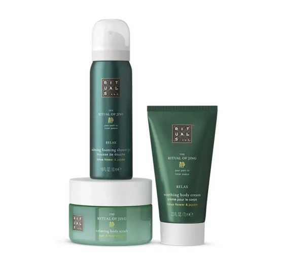 Rituals The Ritual Of Jing набір мінікосметики для тіла пінка для душу + скраб + крем для тіла