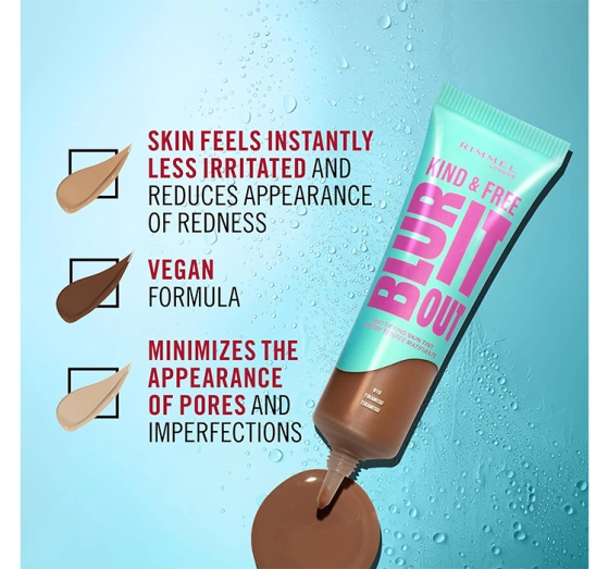 Rimmel Kind & Free Blur It Out легкий матуючий тональний засіб 010 Rose Ivory 30мл