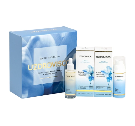 Uzdrovisco Amino Hydration подарунковий набір денний та нічний крем 50 мл + сироватка для обличчя 30 мл