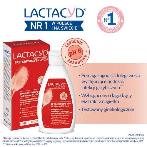 LACTACYD ПРОТИГРИБКОВИЙ ГІНЕКОЛОГІЧНИЙ ЗАСІБ ДЛЯ ІНТИМНОЇ ГІГІЄНИ 200МЛ