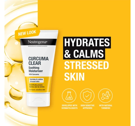 Натисніть на картинку, щоб її збільшити Neutrogena Clear&Soothe Moisturiser зволожувальний крем для обличчя з куркумою 75 мл