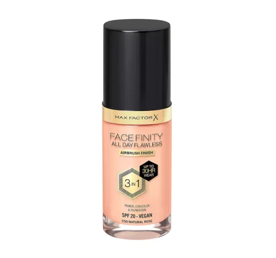 MAX FACTOR FACEFINITY ALL DAY FLAWLESS 3IN1 ВЕГАНСКОЕ ТОНАЛЬНОЕ СРЕДСТВО C50 NATURAL ROSE 30МЛ