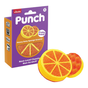 Vileda Punch — потужна кухонна губка з фруктовим ароматом апельсина