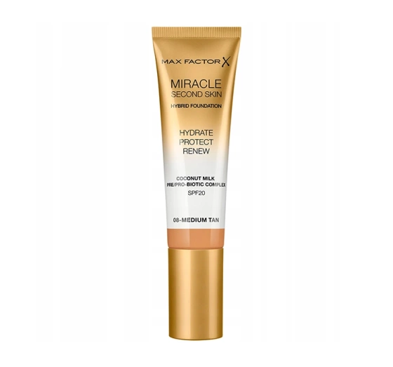 MAX FACTOR MIRACLE SECOND SKIN ТОНАЛЬНИЙ ЗАСІБ 08 MEDIUM TAN 30МЛ