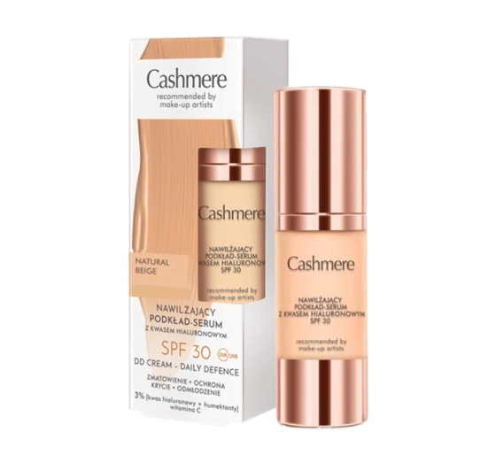 DAX COSMETICS CASHMERE DD ЗВОЛОЖУВАЛЬНИЙ ТОНАЛЬНИЙ ЗАСІБ-СИРОВАТКА З ГІАЛУРОНОВОЮ КИСЛОТОЮ SPF30 30 NATURAL BEIGE 30МЛ