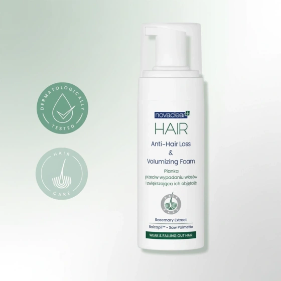 Нажмите на картинку, чтобы ее увеличить Novaclear Hair пенка против выпадения волос и для увеличения объема 150 мл