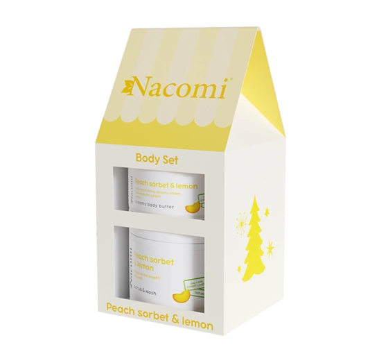NACOMI PEACH SORBET & LEMON ПОДАРОЧНЫЙ НАБОР МАСЛО ДЛЯ ТЕЛА + ПИЛИНГ ДЛЯ ТЕЛА