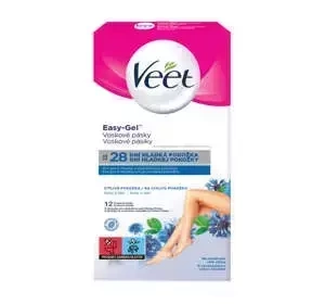 VEET EASY-GEL ПЛАСТЫРИ С ВОСКОМ ДЛЯ ДЕПИЛЯЦИИ ЧУВСТВИТЕЛЬНОЙ КОЖИ 12 ШТ