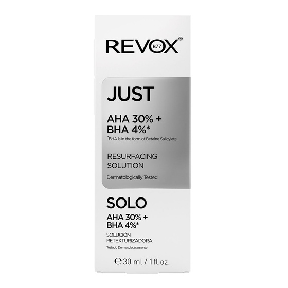 Revox B77 Just AHA 30% + BHA 4% Resurfacing Solution — відлущувальний пілінг для обличчя з кислотами AHA та BHA, 30 мл