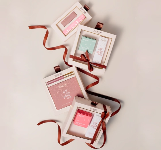 Paese Double Glow Look подарунковий набір для макіяжу: туш для вій 2-в-1 Eyegasm Double Serum Mascara 9 мл + палітра для обличчя та очей Get The Glow Look 16 г