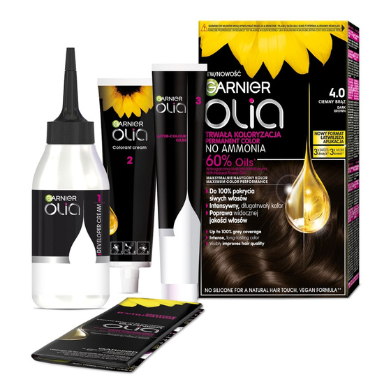 GARNIER OLIA СТОЙКАЯ КРАСКА ДЛЯ ВОЛОС БЕЗ АММИАКА 4.0 ТЕМНО-КАШТАНОВЫЙ