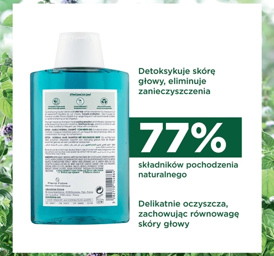 KLORANE DETOX ОЧИЩАЮЧИЙ ШАМПУНЬ З ОРГАНІЧНОЮ М'ЯТОЮ 200МЛ