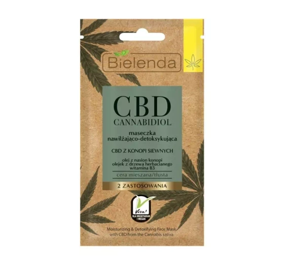 BIELENDA CBD CANNABIDIOL МАСКА УВЛАЖНЕНИЕ И ДЕТОКС КОМБИНИРОВАННАЯ И ЖИРНАЯ КОЖА 8Г