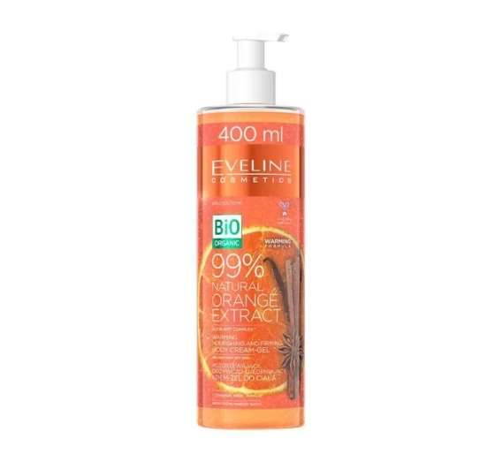 EVELINE 99% NATURAL ORANGE EXTRACT РОЗІГРІВАЮЧИЙ ЖИВИЛЬНО-ЗМІЦНЮЮЧИЙ КРЕМ-ГЕЛЬ ДЛЯ ТІЛА 400МЛ