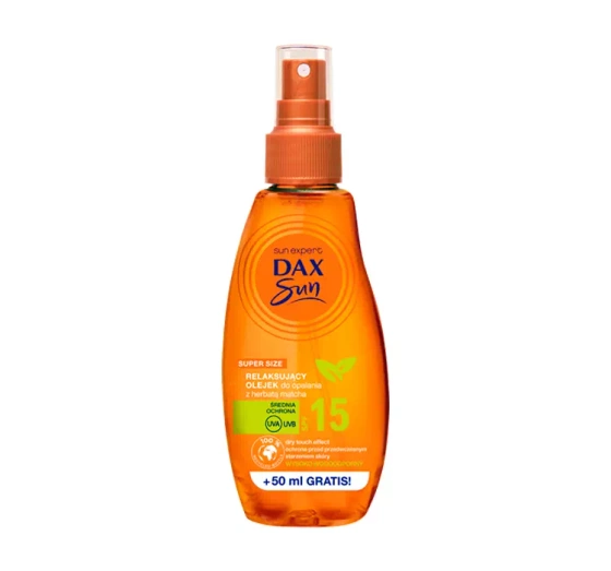 DAX SUN РЕЛАКСУЮЧА ОЛІЙКА ДЛЯ ЗАСМАГИ З ЧАЄМ МАТЧА SPF 15 200МЛ