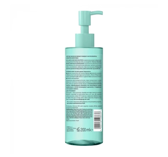 AA LAAB Clear Skin Solution гідрофільна нормалізуюча і заспокійлива олія для зняття макіяжу 200 мл