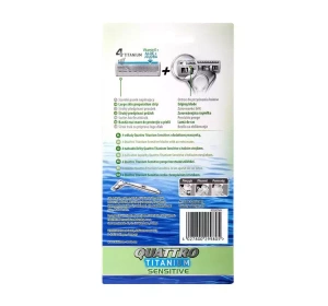 WILKINSON SWORD QUATTRO TITANIUM SENSITIVE ЧОЛОВІЧИЙ СТАНОК ДЛЯ ГОЛІННЯ + 5 КАРТРИДЖІВ