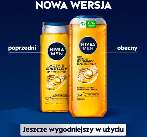 NIVEA MEN NIVEA MEN ACTIVE ENERGY 24 FRESH EFFECT ГЕЛЬ ДЛЯ ДУША ДЛЯ МУЖЧИН 500МЛ