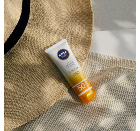 NIVEA SUN UV FACE Q10 ANTI-AGE SUN CREAM КРЕМ ПРОТИВ МОРЩИН С ФИЛЬТРОМ SPF 50 50МЛ 
