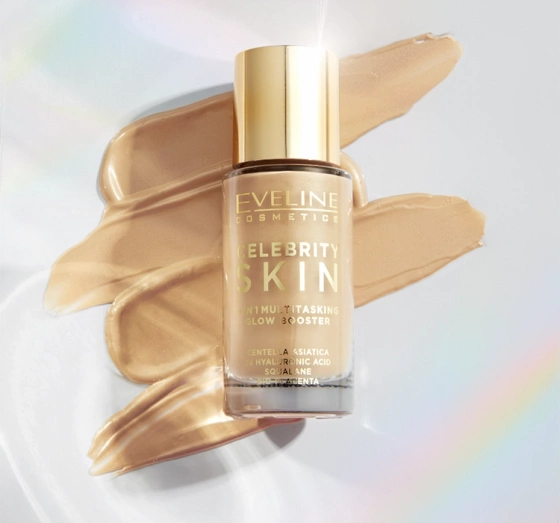 Eveline Cosmetics Celebrity Skin 4in1 Multitasking Glow Booster багатофункціональна база під макіяж обличчя 02N Universal Tan 30 мл