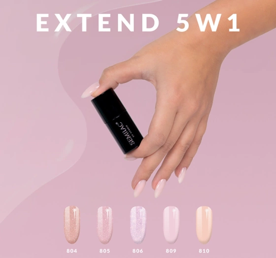 SEMILAC EXTEND 5в1 БАЗА ЛАК ТОП 806 GLITTER DELICATE PINK 7МЛ