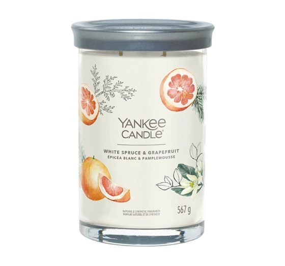 Нажмите на картинку, чтобы ее увеличить YANKEE CANDLE SIGNATURE АРОМАТИЧЕСКАЯ СВЕЧА ТУМБЛЕР WHITE SPRUCE & GRAPEFRUIT 567Г