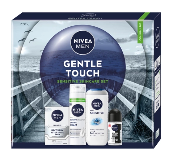Нажмите на картинку, чтобы ее увеличить NIVEA MEN Gentle Touch набор косметики для мужчин: гель для душа + пена для бритья + бальзам после бритья + антиперспирант