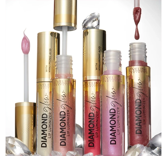 EVELINE DIAMOND GLOW LIP LUMINIZER ВОДОСТІЙКИЙ TOPCOAT З ГІАЛУРОНОВОЮ КИСЛОТОЮ 4,5МЛ