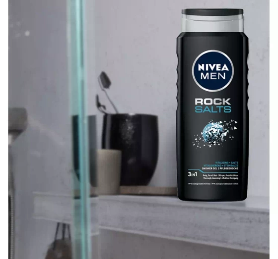 NIVEA MEN ROCK SALT ГЕЛЬ ДЛЯ ДУША С СОЛЬЮ ДЛЯ МЫТЬЯ ТЕЛА ЛИЦА И ВОЛОС 500МЛ