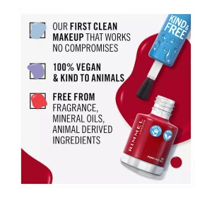 RIMMEL KIND & FREE ВЕГАНСЬКИЙ ЛАК ДЛЯ НІГТІВ 156 POPPY POP RED 8МЛ