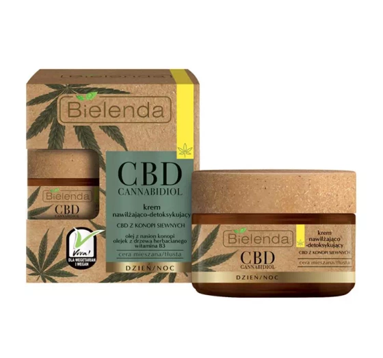 BIELENDA CBD CANNABIDIOL КРЕМ ЗВОЛОЖЕННЯ ТА ДЕТОКС КОМБІНОВАНА ТА ЖИРНА ШКІРА 50МЛ