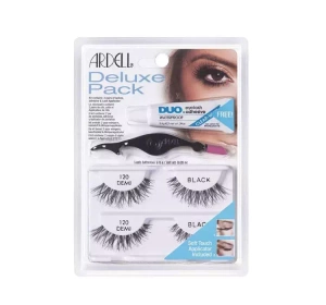 ARDELL DELUXE PACK НАБОР РЕСНИЦ 2 ПАРЫ 120 DEMI BLACK + КЛЕЙ + АППЛИКАТОР