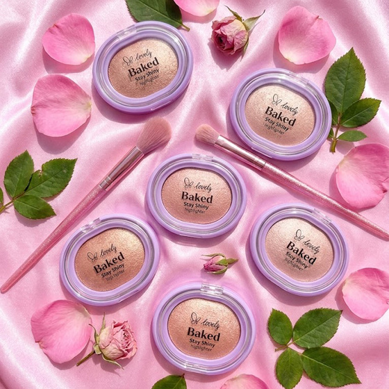 Натисніть на картинку, щоб її збільшити Lovely Baked Stay Shiny запечений хайлайтер для обличчя 3 4 г