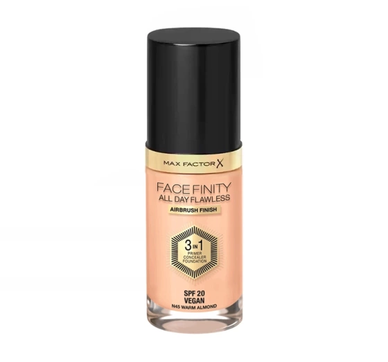 MAX FACTOR FACEFINITY ALL DAY FLAWLESS 3IN1 ВЕГАНСЬКИЙ ТОНАЛЬНИЙ ЗАСІБ N45 WARM ALMOND 30МЛ