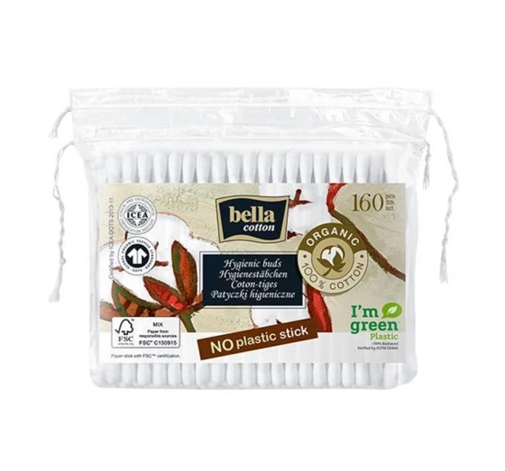 BELLA COTTON ГИГИЕНИЧЕСКИЕ ПАЛОЧКИ ИЗ ОРГАНИЧЕСКОГО ХЛОПКА 160 ШТУК