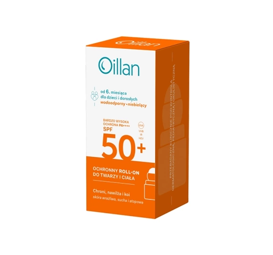 Oillan солнцезащитный roll-on SPF50+ для лица и тела для чувствительной кожи 50 мл