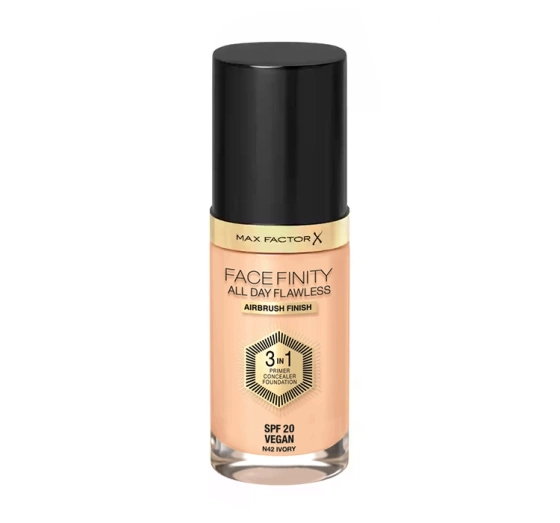 MAX FACTOR FACEFINITY ALL DAY FLAWLESS 3IN1 ВЕГАНСЬКИЙ ТОНАЛЬНИЙ ЗАСІБ N42 IVORY 30МЛ