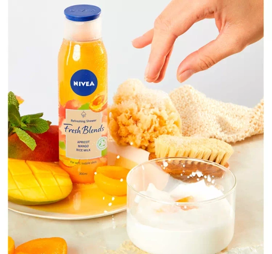 Натисніть на картинку, щоб її збільшити NIVEA FRESH BLENDS ОСВІЖАЮЧИЙ ГЕЛЬ ДЛЯ ДУШУ АБРИКОС МАНГО І РИСОВЕ МОЛОКО 300МЛ