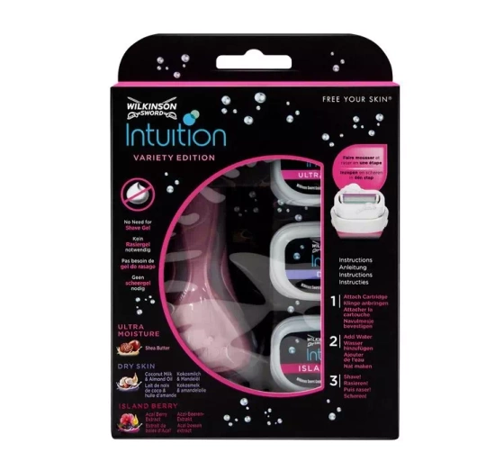 WILKINSON SWORD INTUITION VARIETY EDITION БРИТВА ДЛЯ ГОЛІННЯ ДЛЯ ЖІНОК + 2 КАРТРИДЖІ