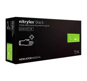 НІТРИЛОВІ  РУКАВИЧКИ БЕЗ ПУДРИ ЧОРНІ РОЗМІР S 100 ШТУК