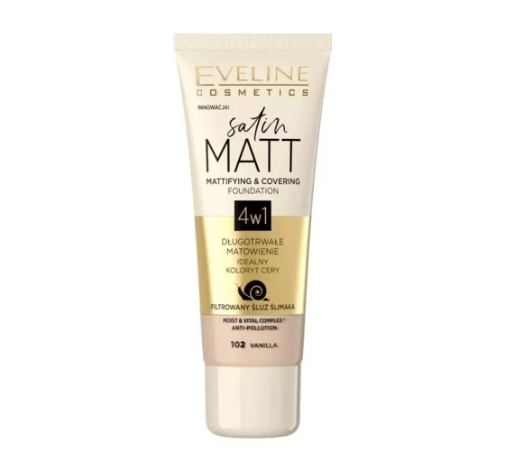 EVELINE SATIN MATT МАТИРУЮЩЕЕ ТОНАЛЬНОЕ СРЕДСТВО 102 VANILLA 30МЛ