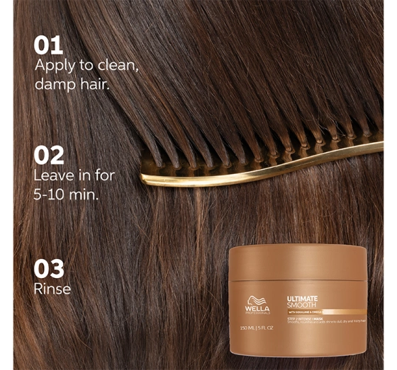 Натисніть на картинку, щоб її збільшити Wella Professionals Ultimate Smooth живильна маска для сухого та пухнастого волосся 150 мл
