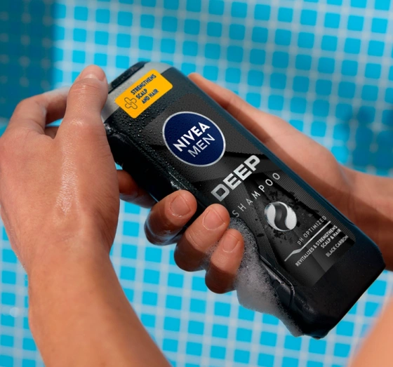 Натисніть на картинку, щоб її збільшити NIVEA MEN Deep шампунь для чоловіків для волосся 500 мл