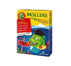 MOLLER’S ОМЕГА-3 РИБКИ ХАРЧОВА ДОБАВКА ДЛЯ ДІТЕЙ МАЛИНОВА 36 ЖЕЛЕЙОК