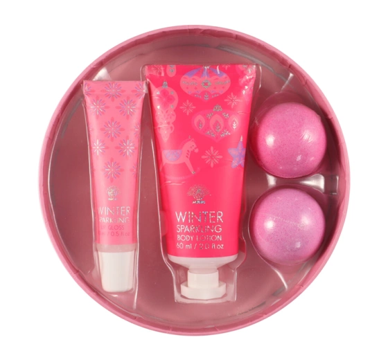 Натисніть на картинку, щоб її збільшити Aurora Lotus Flower подарунковий набір бальзам для тіла 60 мл + блиск для губ 10 мл + шипучі бомбочки для ванни 2 x 30 г