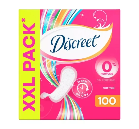 DISCREET 0% PERFUME NORMAL ГІГІЄНІЧНІ ПРОКЛАДКИ 100 ШТ