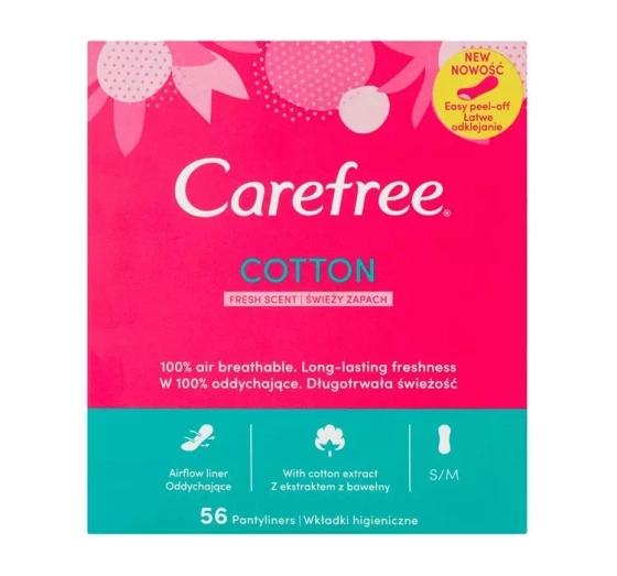 CAREFREE COTTON FRESH SCENT ГИГИЕНИЧЕСКИЕ ПРОКЛАДКИ 56 ШТУК
