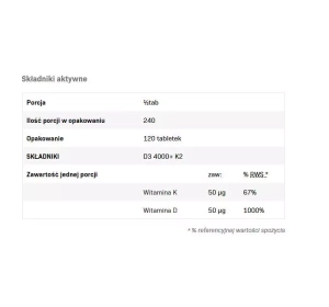 SFD D3 4000IU + K2 ХАРЧОВА ДОБАВКА 120 ТАБЛЕТОК